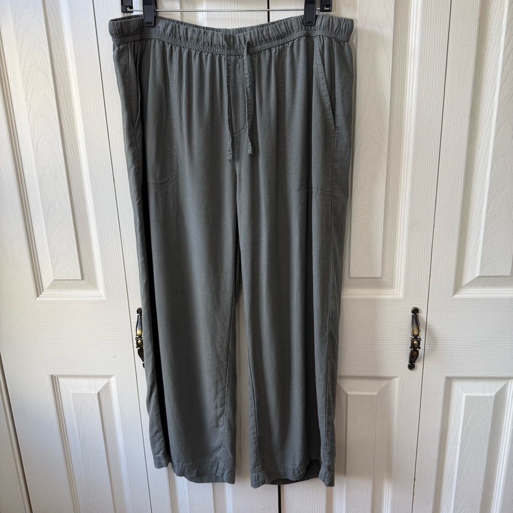 Splendid Linen Blend Wide Leg Cropped Pants Women’s Size Large